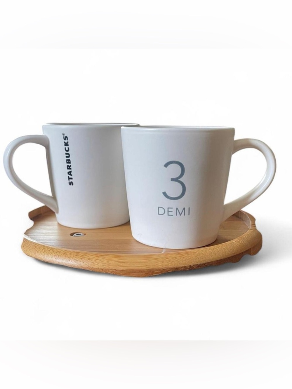 Lot of 2 Starbucks "3 DEMI" Espresso Mug White 2011 Logo 2.5" Tall